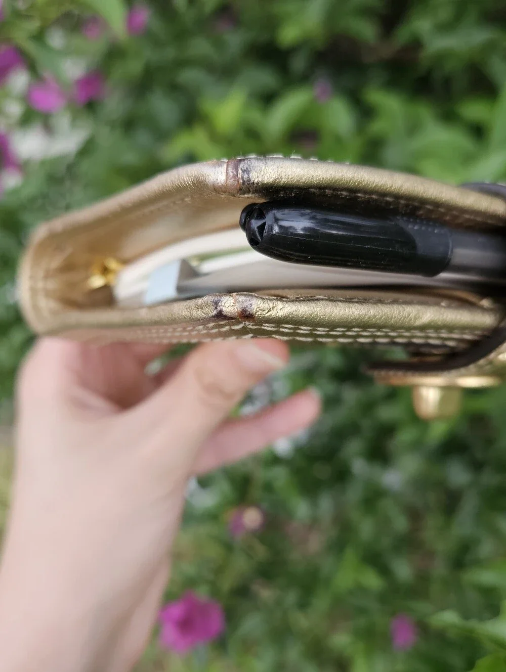Vintage Coach Legacy Metallic Gold Turnlock Agenda Planner Organizer